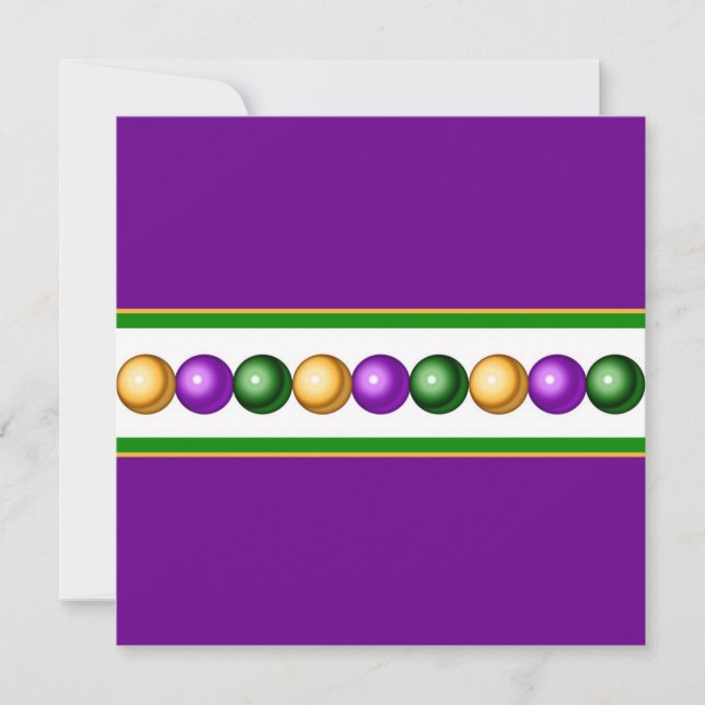 Purple Mardi Gras Beads Invitation (Front)