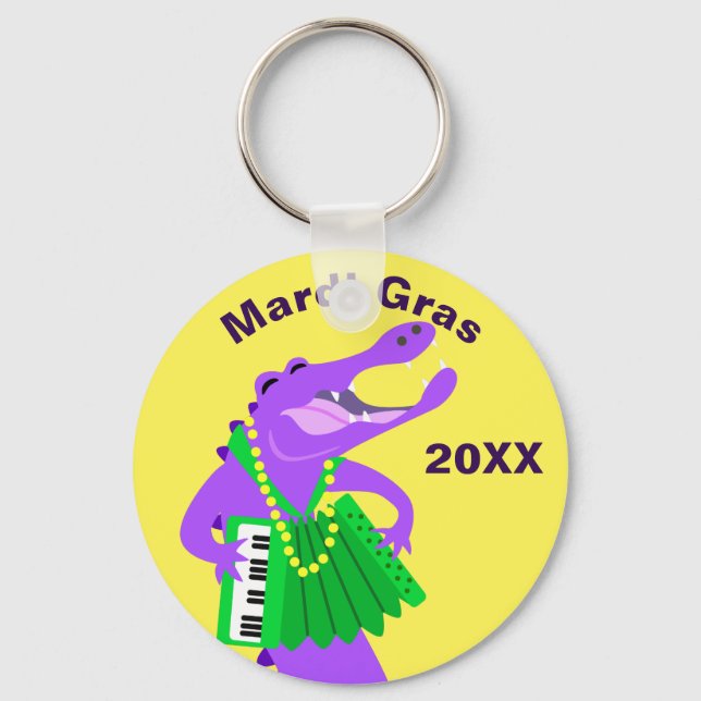 Purple Mardi Gras Gator Key Ring (Front)