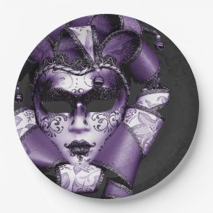 Purple Mardi Gras Masquerade Paper Plate