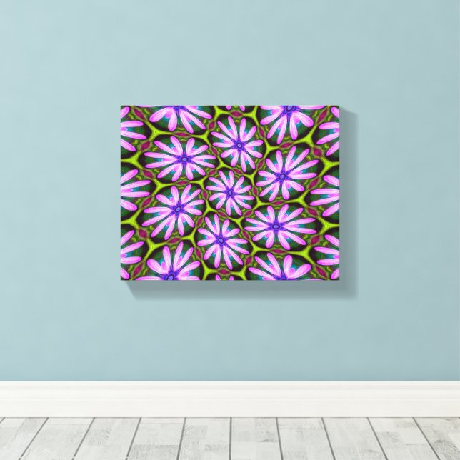 Purple Marguerite Patterns Canvas Print (Insitu(Wood Floor))