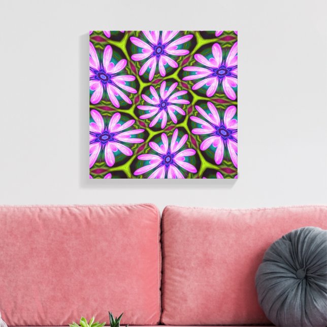 Purple Marguerite Patterns Canvas Print (Insitu(LivingRoom))