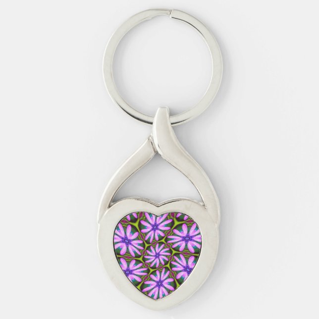 Purple Marguerite Patterns Key Ring (Front)