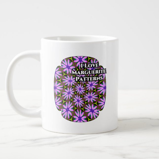 Purple Marguerite Patterns Large Coffee Mug (Left)