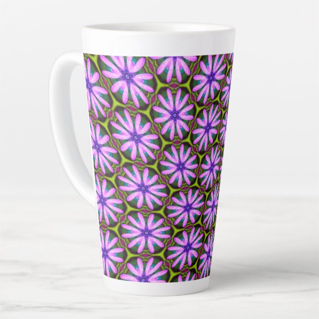 Purple Marguerite Patterns Latte Mug (Left Angle)