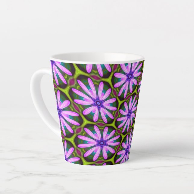 Purple Marguerite Patterns Latte Mug (Left Angle)