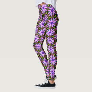 Purple Marguerite Patterns Leggings