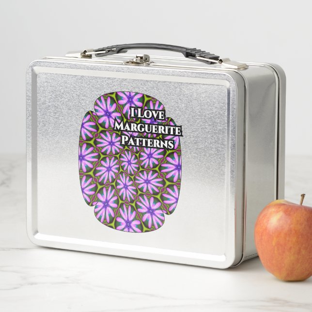 Purple Marguerite Patterns Metal Lunch Box (In Situ)