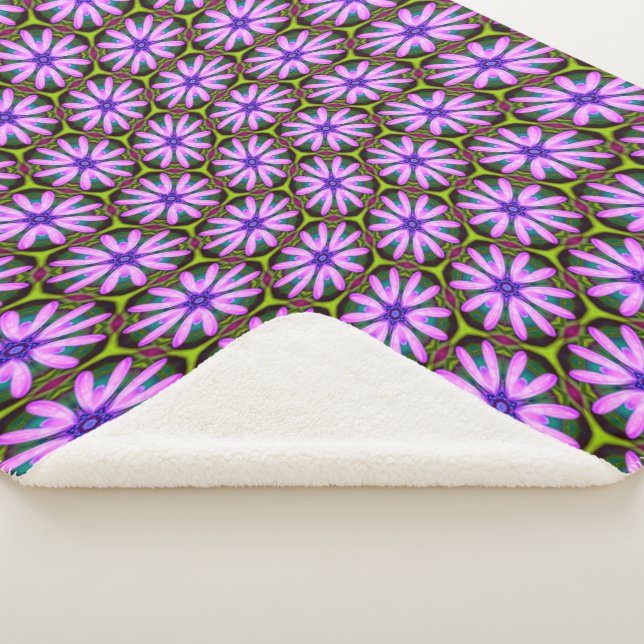 Purple Marguerite Patterns Sherpa Blanket (3/4)