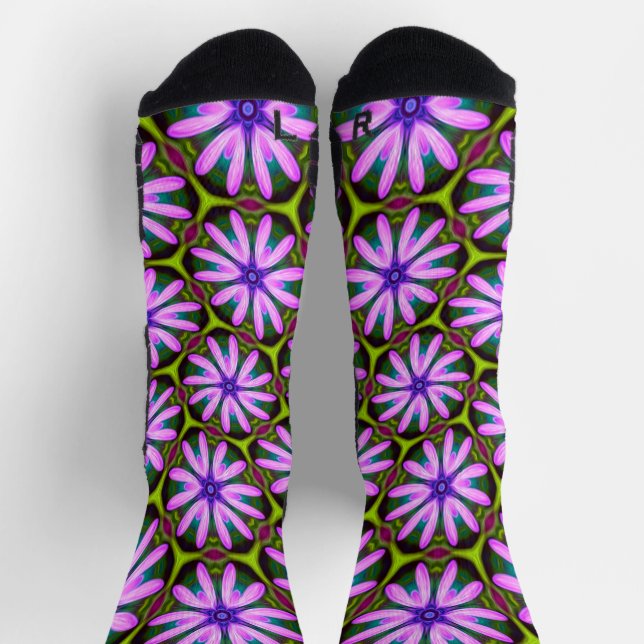 Purple Marguerite Patterns Socks (Top)