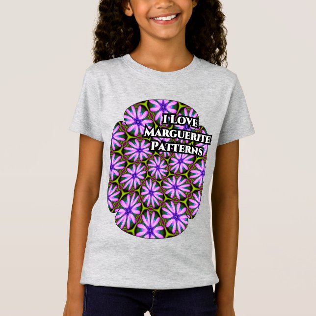 Purple Marguerite Patterns T-Shirt (Front)