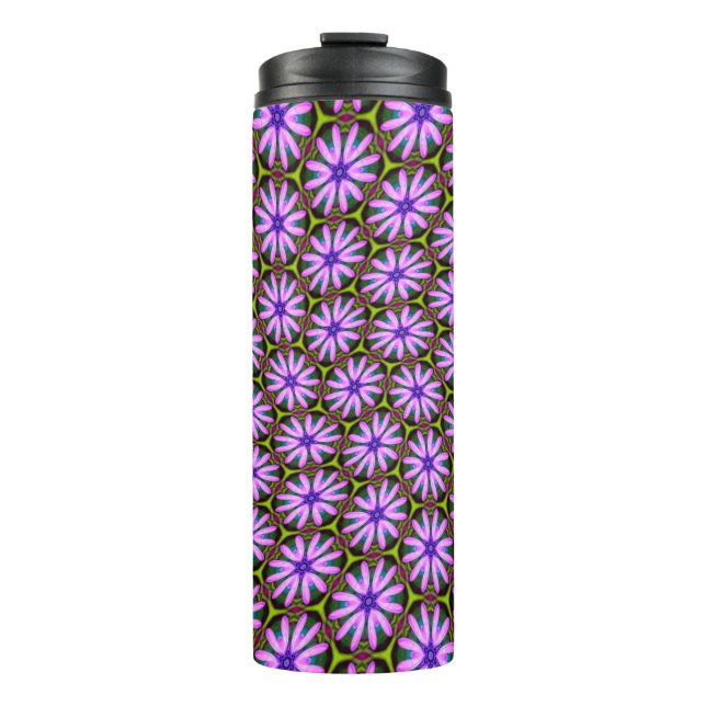 Purple Marguerite Patterns Thermal Tumbler (Front)