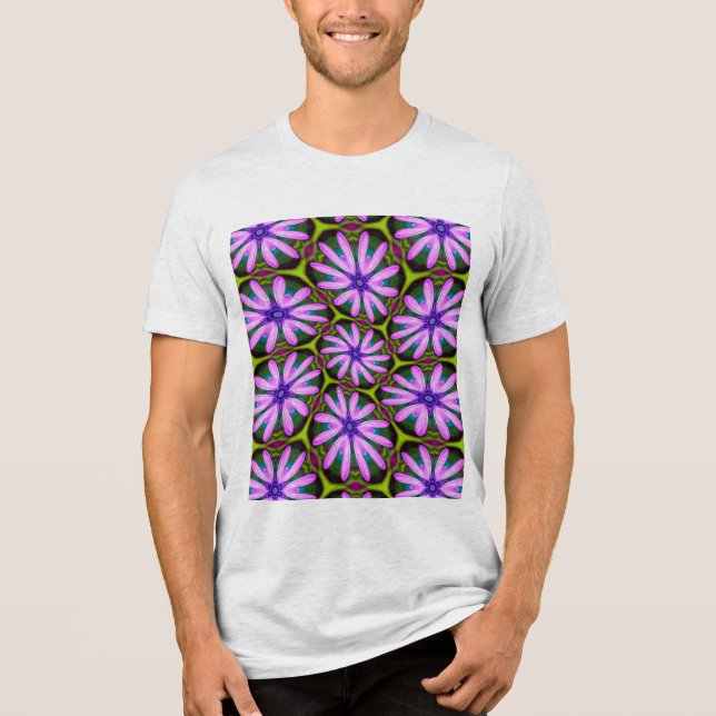 Purple Marguerite Patterns Tri-Blend Shirt (Front)