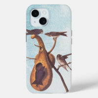 Purple Martin Audubon Bird Family and Gourd Home