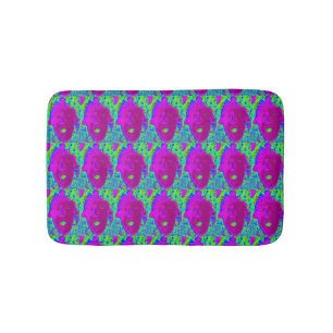 purple masks green bath mat