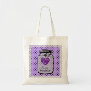 Purple Mason Jar Wedding Tote Bag BRIDESMAID A05A
