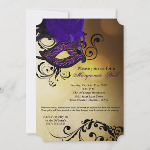Purple Masquerade Ball Mask Costume Halloween Part Invitation