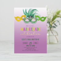 Purple Masquerade Ball Party Mardi Gras Birthday I