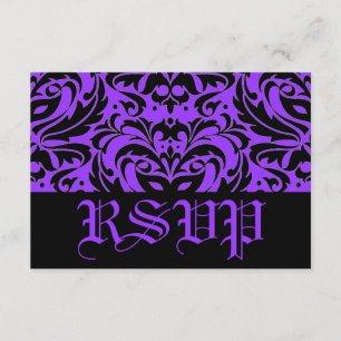 Purple Masquerade Damask Halloween Rsvp Card
