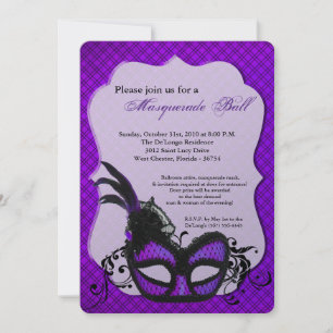 Purple Masquerade Mask Ball Costume Halloween Invitation