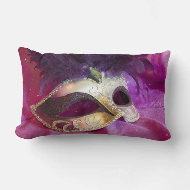 Purple Masquerade Mask Lumbar Cushion (Front)