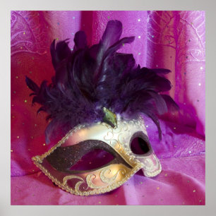 Purple Masquerade Mask Poster
