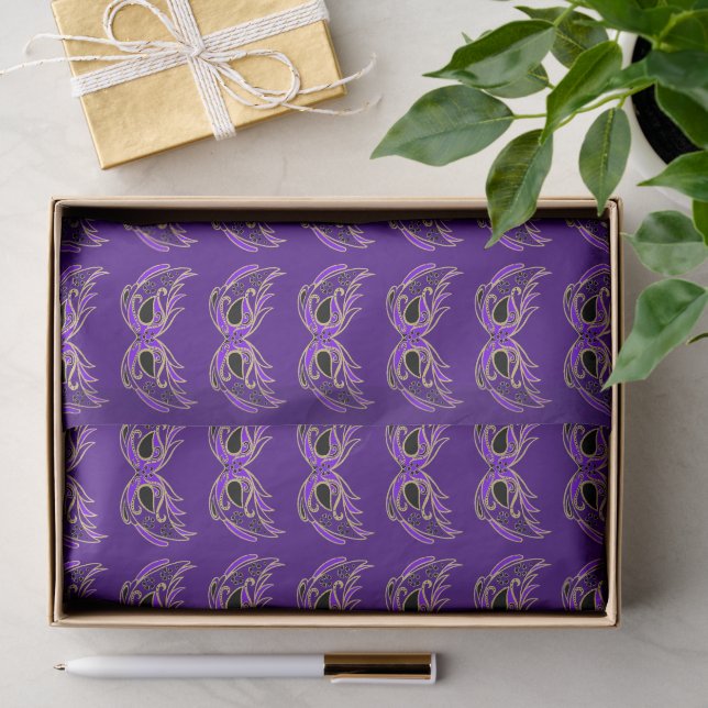 Purple Masquerade Masks Pattern Tissue Paper (Gift)