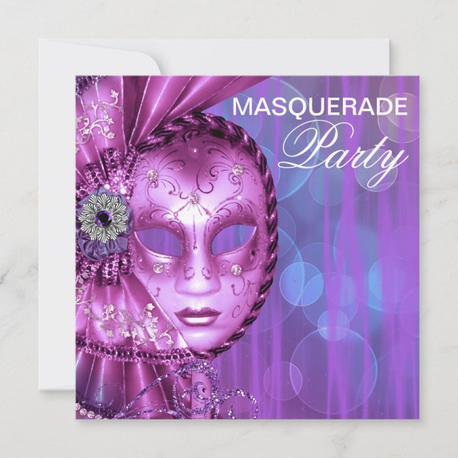 Purple Masquerade Party Invitation (Front)