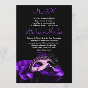 Purple Masquerade Quinceanera Invitation
