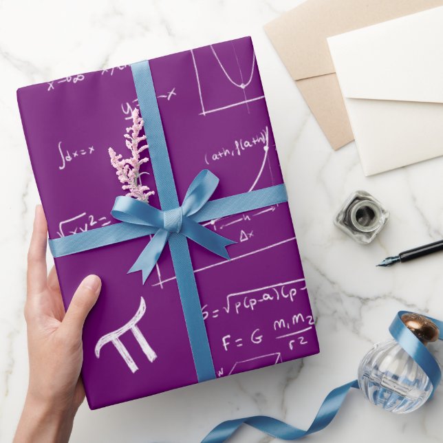 Purple Mathematic Formulas Equations Graduation Wrapping Paper (Gifting)