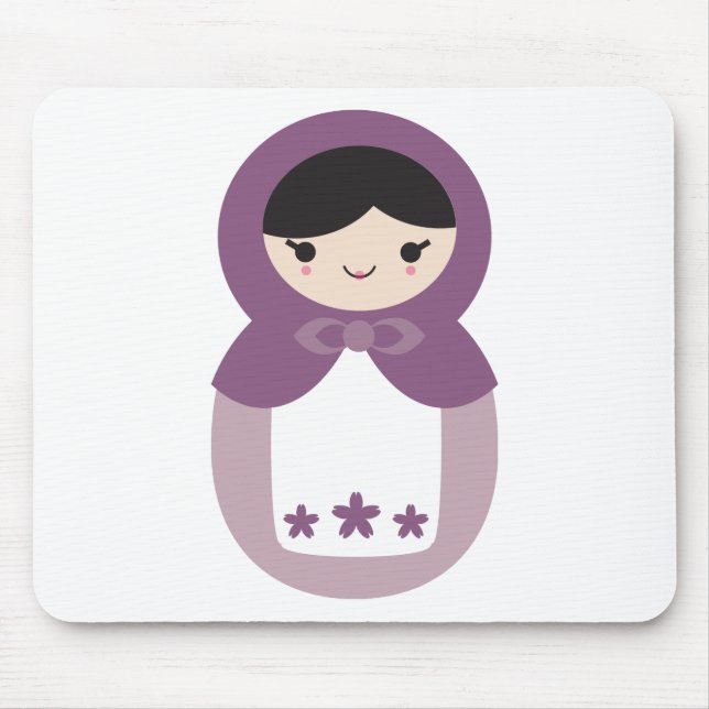 Purple Matryoshka Doll Mouse Pad (Front)