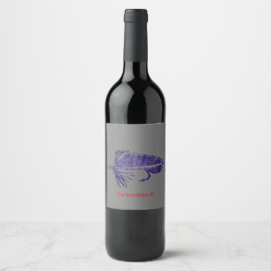 Purple Matuka streamer, fly tying, fly fishing art Wine Label