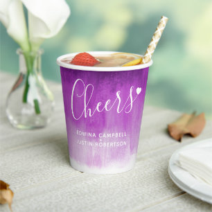 Purple mauve abstract art ultraviolet wedding paper cups