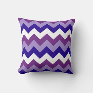 Purple, Mauve, Blue, White Diagonal Chevrons Cushion