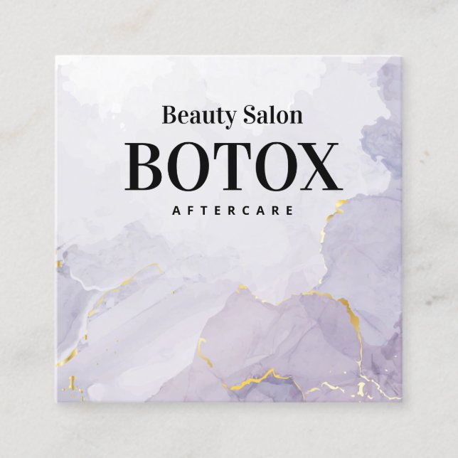 Purple Mauve Botox Aftercare Square Business Card (Front)