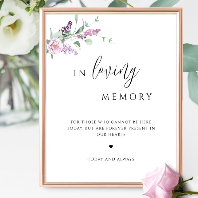 Purple Mauve Floral In Loving Memory Wedding Sign (Creator Uploaded)