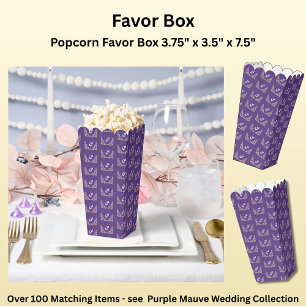 Purple Mauve Flowers & White Wedding Suite Favour Box