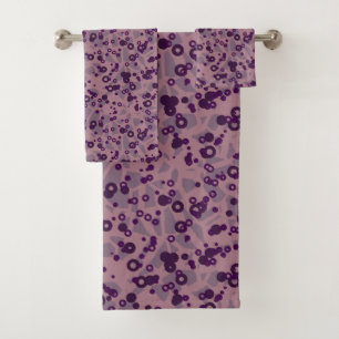 purple mauve geometric bath towel set
