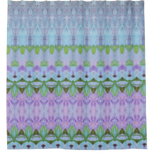 Purple Mauve Green and Blue Decorative Shower Curtain