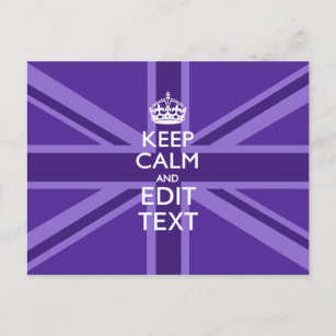 Purple Mauve Keep Calm And Your Text Union Jack Postcard