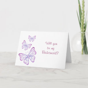 Purple Mauve Pink Classy Butterfly Bridesmaid Invitation