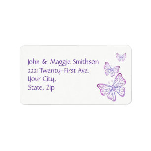 Purple Mauve Pink Classy Garden Butterfly Label