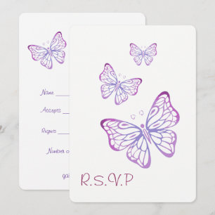 Purple Mauve Pink Classy Garden Butterfly   RSVP Invitation