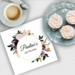 Purple Mauve Rose Floral 60th Birthday Party Napkin<br><div class="desc">Very pretty and feminine watercolor wreath contains purple and mauve roses and greenery. A double gold round frame surrounds the birthday celebrant's name and 60th birthday. This item is in the Mauve Roses collection.</div>