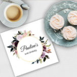 Purple Mauve Rose Floral 80th Birthday Party Napkin<br><div class="desc">Very pretty and feminine watercolor wreath contains purple and mauve roses and greenery. A double gold round frame surrounds the birthday celebrant's name and 80th birthday. This item is in the Mauve Roses collection.</div>