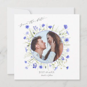 Purple mauve wildflower save the date photo card
