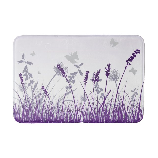 Purple Meadow and Butterfly Bath Mat (Front)