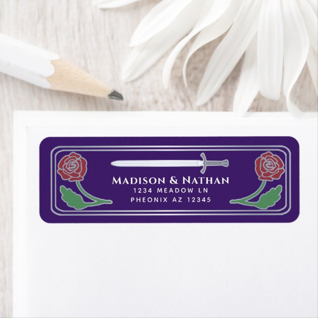 Purple Mediaeval Fantasy Silver Sword Wedding Labe (Insitu)
