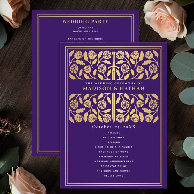 Purple Mediaeval Gold Sword Royal Wedding Programme (Creator Uploaded)