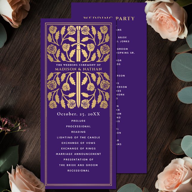 Purple Mediaeval Gold Sword Royal Wedding Programme (Creator Uploaded)