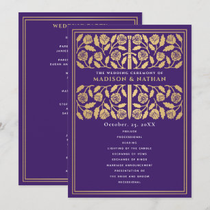 Purple Mediaeval Gold Sword Royal Wedding Programme